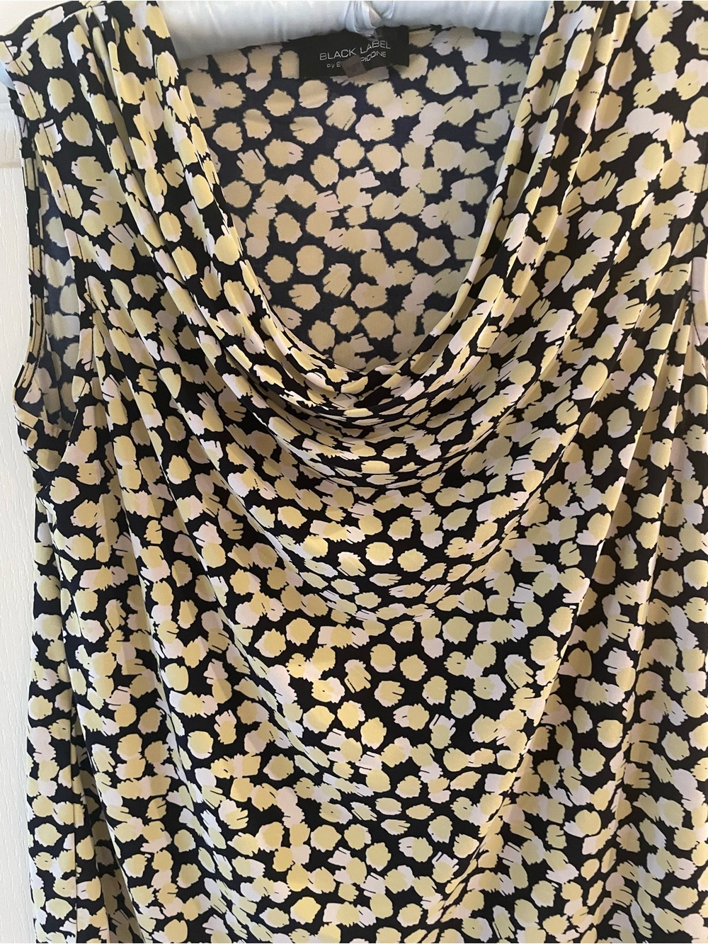 Evan Picone Black Label Black and Cream Abstract Animal Print Top